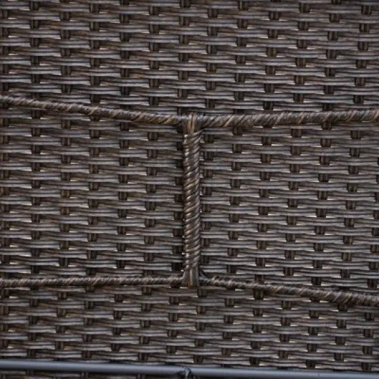 5pc Patio Dining Set with Rattan Arm Chairs & Square Faux Wood & Steel Tabletop - Captiva Designs image {20}