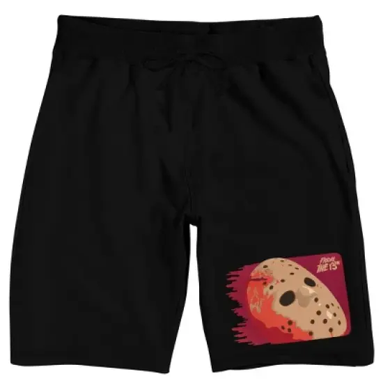 Friday The 13th Hockey Mask Men's Black Sleep Pajama Shorts image {8}