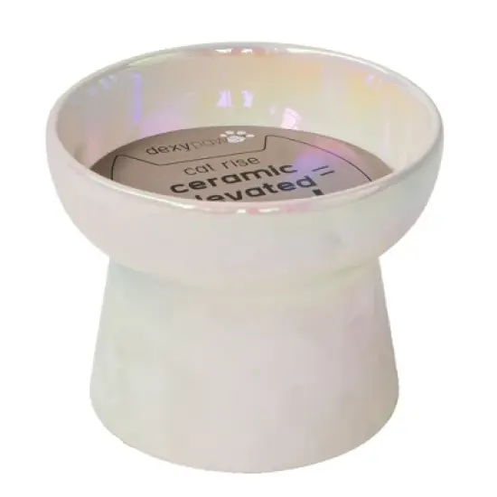 Dexypaws: Elevated Ceramic Bowl For Cats - Iridescent - 7oz Capacity image {6}