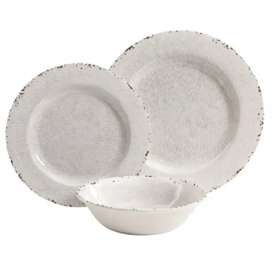 Gibson Studio California Melamine Mauna 12 Piece Dinnerware Set in White image {10}
