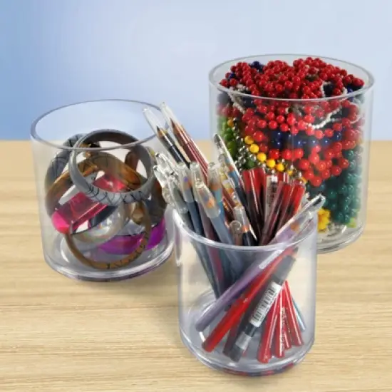 Azar Displays 4", 5", 6" Dia. Deluxe Clear Acrylic Cylinder Bin Set for Counter image {5}