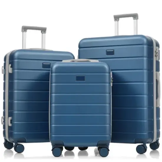 Gulches Premium 3-Piece ABS Travel Luggage Set, TSA Lock Suitcase Ensemble, Blue, 20, 24, and 28 Inch Sizes with 360&deg; Spinner Wheels image {12}