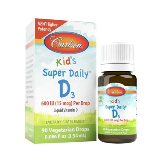 Carlson - Kid's Super Daily D3, Vitamin D Drops, 400 IU (10 mcg) per Drop, Vegetarian, Unflavored image {6}