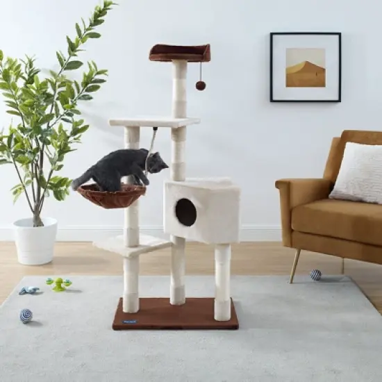 Sam's Pets SAM 54" White Cat Tree image {8}