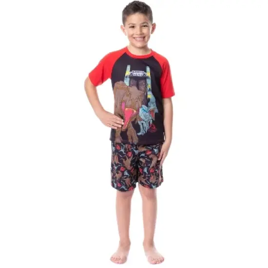 Jurassic World Boys' Blue T-Rex Park Logo Sleep Pajama Set Shorts Black image {5}