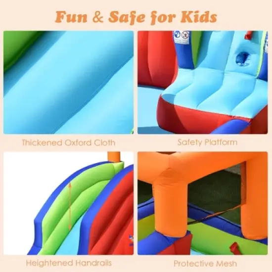 Costway 6-in-1 Pirate Ship Waterslide Kid Inflatable Castle w/ Water Blasters & 735W Blower image {6}