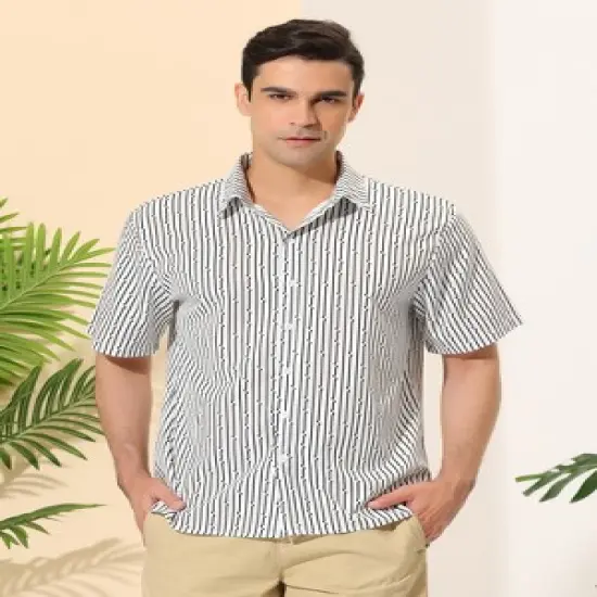 Lars Amadeus Men's Summer Striped Shirt Short Sleeves Casual Button Down Beach Shirts image {1}