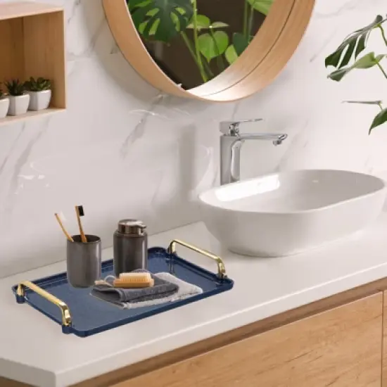 Unique Bargains Modern Rectangular Decorative Plastic Serving Tray 1 Set of 2 Pcs image {3}