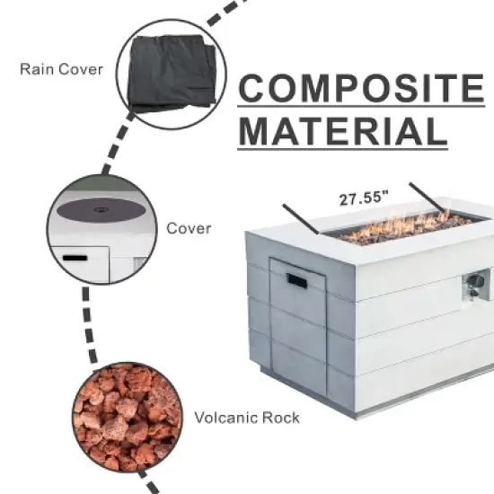 Moda Furnishings 23.8'' H x 42.5'' W Magnesium Oxide Propane Outdoor Fire Pit Table with Lid image {5}