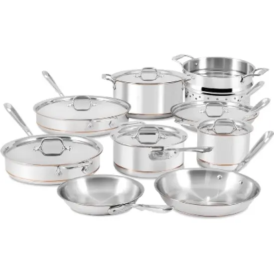 All-Clad Copper Core 5 Ply Stainless Steel Cookware Set 15 Piece Sliver image {4}