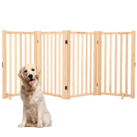 Wooden Freestanding Dog Gate, Folding Wooden Gates for Dogs Indoor for Doorways Stairs , Panel Dog Gate with No-Slip Mat image {9}