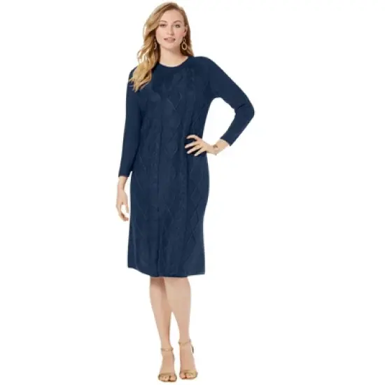 Jessica London Women&rsquo;s Plus Size Cable Sweater Dress image {11}