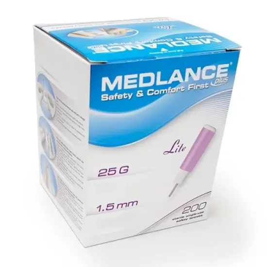 Medlance Fixed Depth Lancet Safety Lancet 25 Gauge Needle 1.5 mm Depth 1 Box(s), 200 /Box image {2}