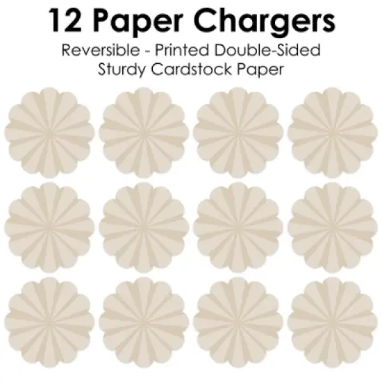 Big Dot of Happiness Tan Stripes - Simple Party Round Table Decorations - Paper Chargers - Place Setting For 12 image {5}