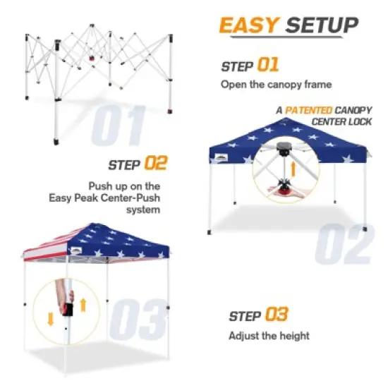 EAGLE PEAK 6.6x6.6 Pop Up Canopy Tent Instant Outdoor Canopy Easy Set Up Straight Leg Folding Shelter with Wheeled Bag, 8 Stakes and 4 Ropes image {1}
