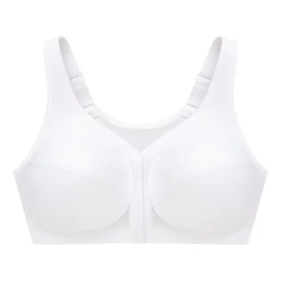 Glamorise Womens MagicLift Front-Closure Posture Back Wirefree Bra 1265 White image {3}