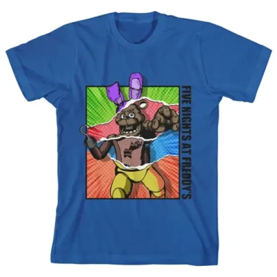 Five NIghts At Freddy's Paper Tear Animatronic Mash-Up Boy's Royal Blue T-shirt image {3}