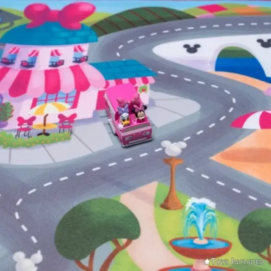 4"x6" Disney Minnie Mouse Road Play Youth Digital Printed Kids' Area Rug: Toddler Car Map, Indoor Accent, Low Pile image {2}
