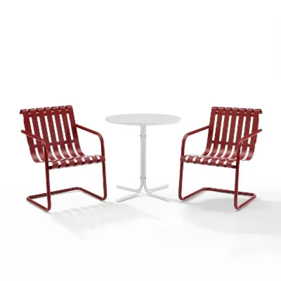 Gracie 3pc Outdoor Metal Bistro Set with Table & 2 Armchairs - Crosley image {5}