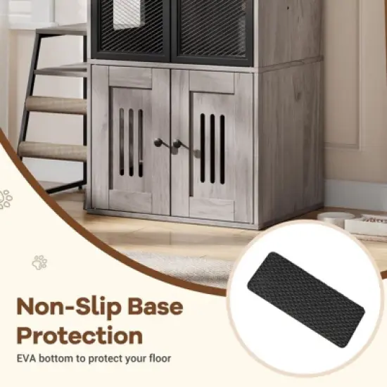 Cat Litter Box Enclosure for 2 Cats and Doors,Double Cat House with Storage Space,Enclosed Litter Box Furniture with Ladder image {5}