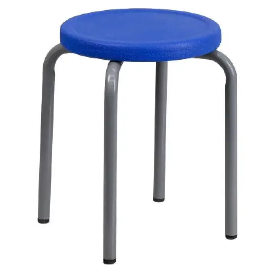 Emma and Oliver Stackable Stool with Silver Powder Coated Frame image {5}