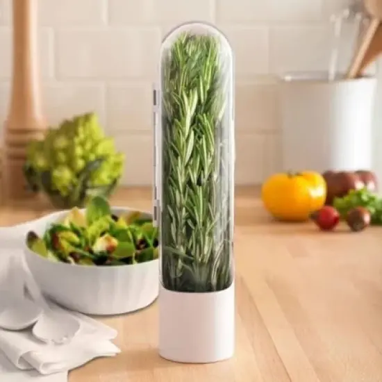 Prepara Herb Savor Pod 2.0 Herb Storage Container - Space Saving for Fridge Door Storage, Pouring Spout Keeps Fresh Herbs Fresh Up to 3 Weeks (2-Pack) image {1}