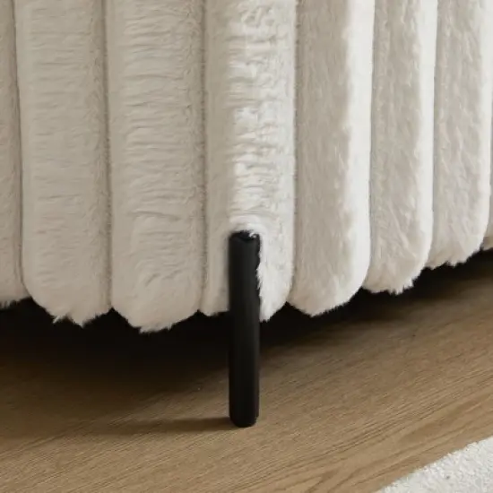 Dolonm 49 in. Faux Fur Storage Bench /Bed Bench with Flip Top with Black Metal Legs for Living Room Bedroom Entryway image {5}