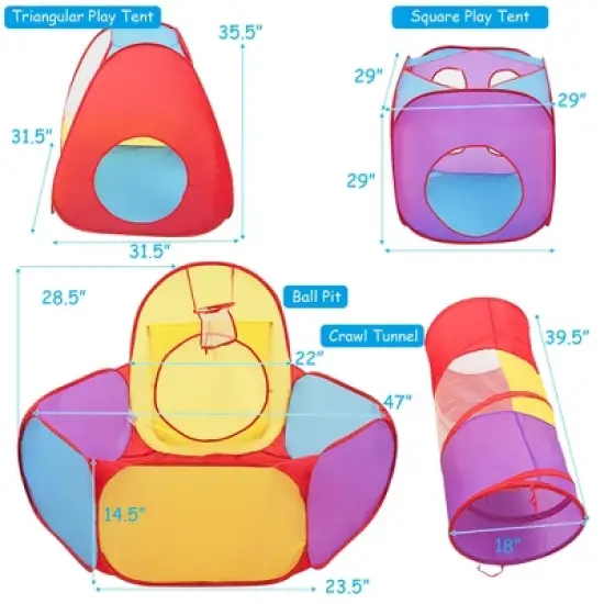 Costway 7pc Kids Ball Pit Play Tents & Tunnels Pop Up Baby Toy Gifts image {1}