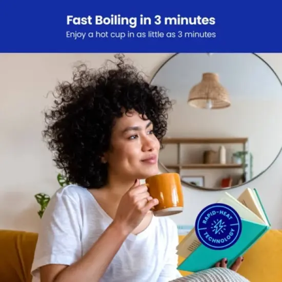 Chefman 1.8L Rapid-Boil Kettle with Keep Warm and Tea Infuser - Stainless Steel: Electric Water Boiler, 1500W, Silver image {2}