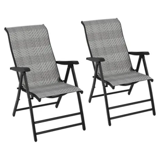 GustoWave Outdoor Folding Rattan Camping Chair with Adjustable Backrest & Widened Armrest, Sun Lounger for Patio, Garden, Beach image {9}