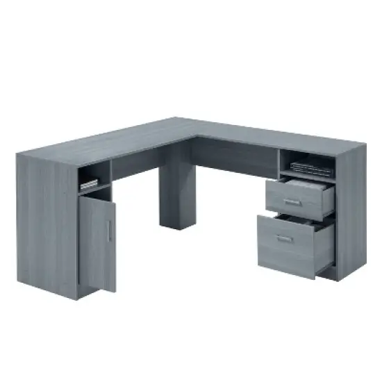 Functional L Shaped Desk with Storage Gray - Techni Mobili image {5}