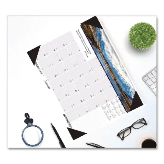 Earthscapes Recycled Monthly Desk Pad Calendar, Mountains of the World Photos, 22 x 17, Black Corners,12-Month(Jan-Dec): 2026 image {3}