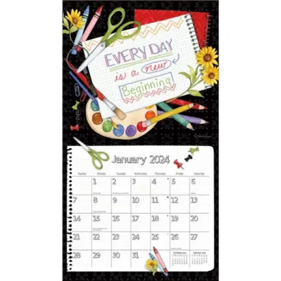 Lang 2024 Wall Calendar 24"x12" Schoolhouse image {1}