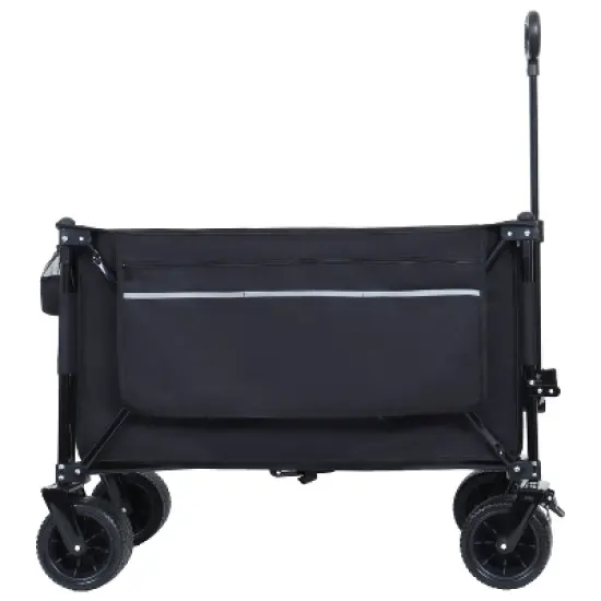Foldable Garden Cart with Heavy-Duty Wheels & 480lbs Load Capacity, Portable Utility Wagon for Camping, Sports, Groceries, black image {4}