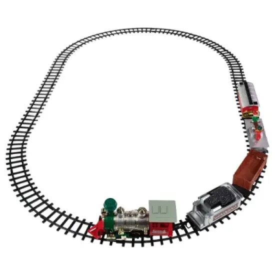 Northlight 35pc Silver and Red Battery Operated Lighted and Animated Classic Train Set with Sound image {2}