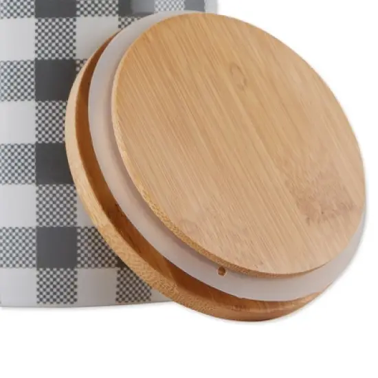 Design Imports Gray & White Buffalo Check Ceramic Canister Set/3 image {4}