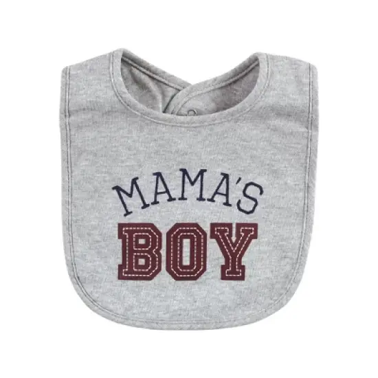 Hudson Baby Infant Boy Cotton Bibs, Mom Dad Athletic, One Size image {2}