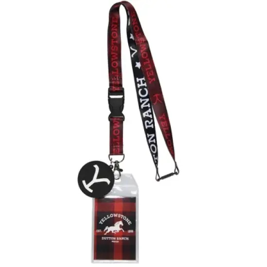Yellowstone Dutton Ranch Reversible ID Lanyard Badge Holder with 2" Rubber Charm image {4}