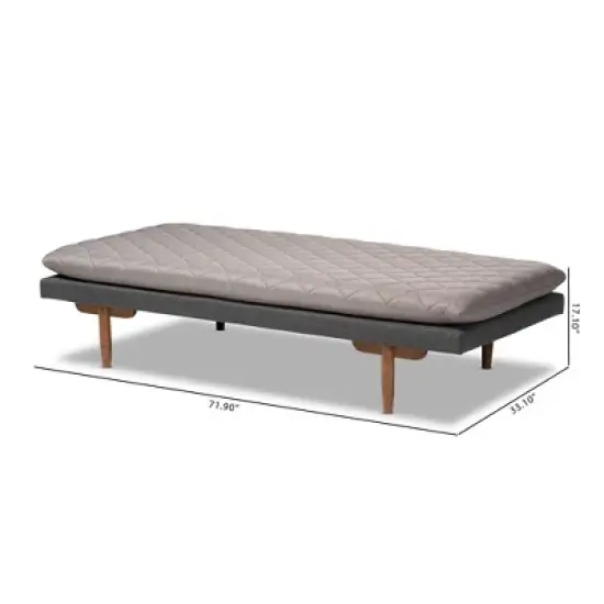 Twin Two Marit Tone Upholstered Wood Daybed Gray/Walnut - Baxton Studio image {4}