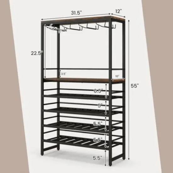 MOEPISY Freestanding Wine Rack with 4 Tier Wine Storage image {4}