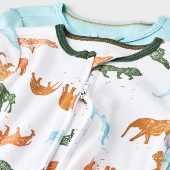 Baby Boys' 2pk Safari Animals Zip Romper - Cloud Island&trade; image {2}