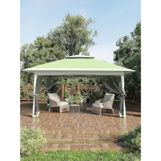 13'x13'Canopy, Outdoor Tent with Mosquito Netting & Wheeled Bag, Instant Shelter for Backyard, Patio & Garden Furniture image {13}