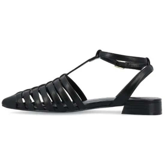 Journee Collection Womens Alivia Ankle Strap Block Heel Pointed Toe Flats image {1}