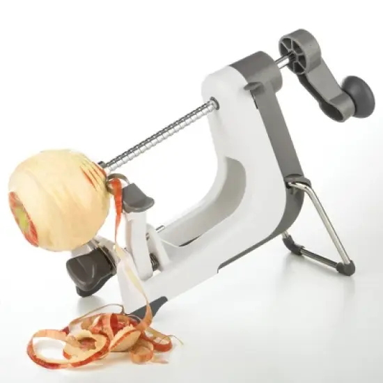 PL8 Professional Apple Machine: Stainless Steel Fruit & Vegetable Peeler, Dishwasher-Safe, Gray/White Finish image {3}