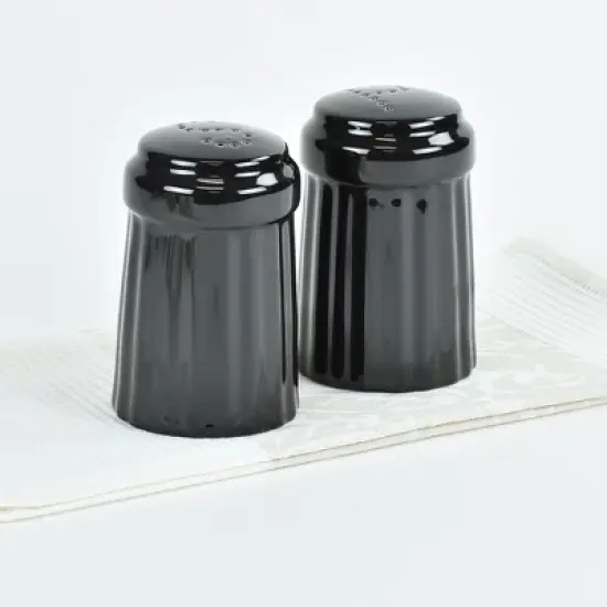 Omniware Simsbury Salt & Pepper Shaker Set, 6oz Stoneware Dispensers with Distinctive "S" & "P" Lids, Lead-Free Glaze, Dishwasher Safe image {2}