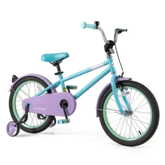 Costway 18" Kids Bike with Adjustable Saddle Handlebar Removable Training Wheels Handbrake Green/Red/Pink/Blue/Black image {11}