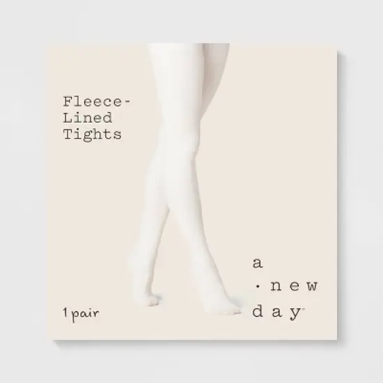 Women's Flat Knit Fleece Lined Tights - A New Day&trade; Ivory image {1}