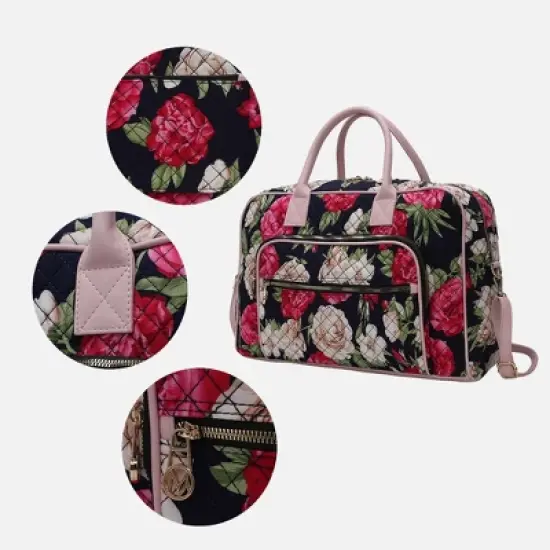 MKF Collection Jayla Quilted Cotton Botanical Pattern Women&rsquo;s Duffle Bag by Mia K image {4}