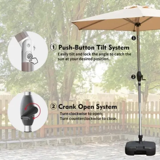 DOMETOUR 7.5FT Patio Umbrella, Outdoor Table Umbrella with Tilt, Crank, UV Protection, Waterproof, 6 Ribs for Garden/Deck/Pool (Beige) image {4}