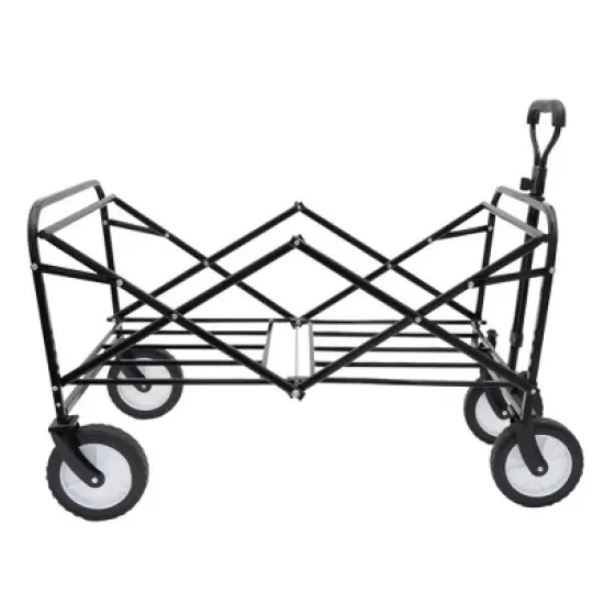 DOMETOUR Collapsible Foldable Wagon Cart with Straps, All-Terrain Wheels, 360lbs Capacity for Camping, Shopping, Sports, Gardening, Fishing, Black image {5}